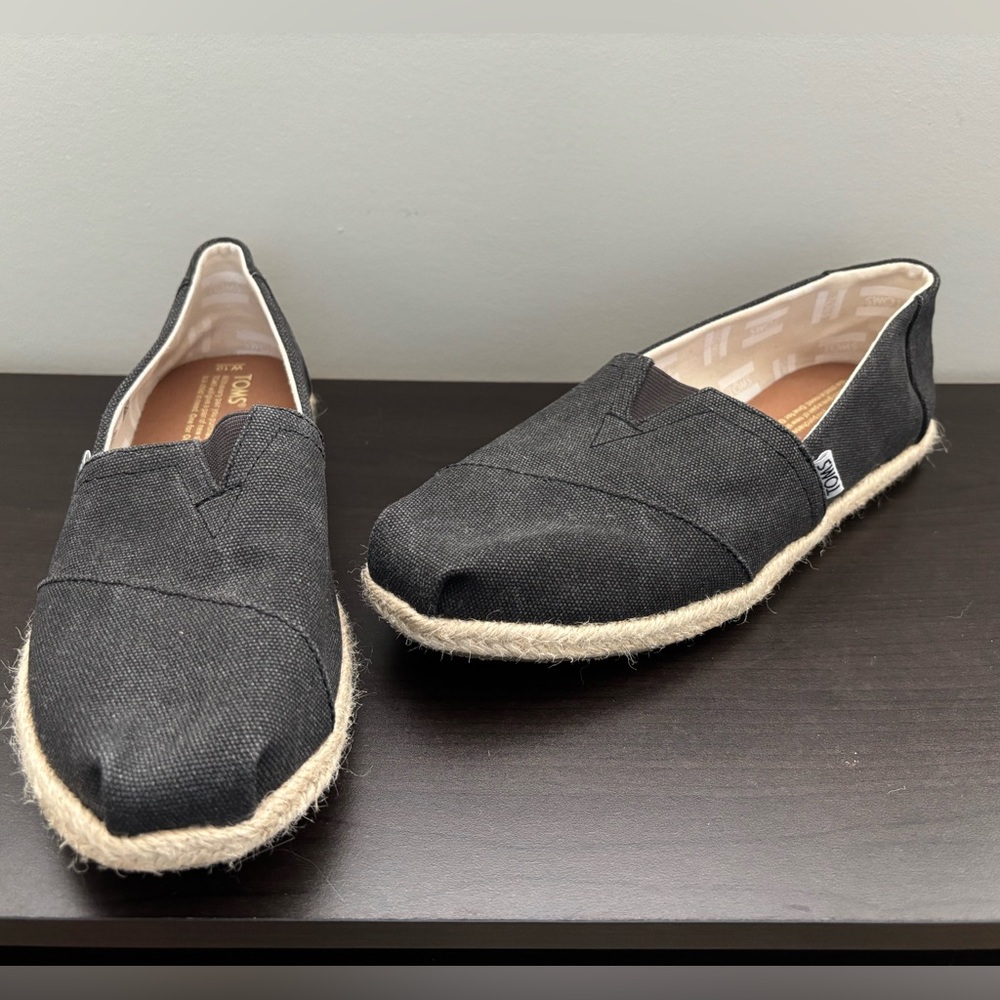 Toms Black Canvas Espadrille Flats